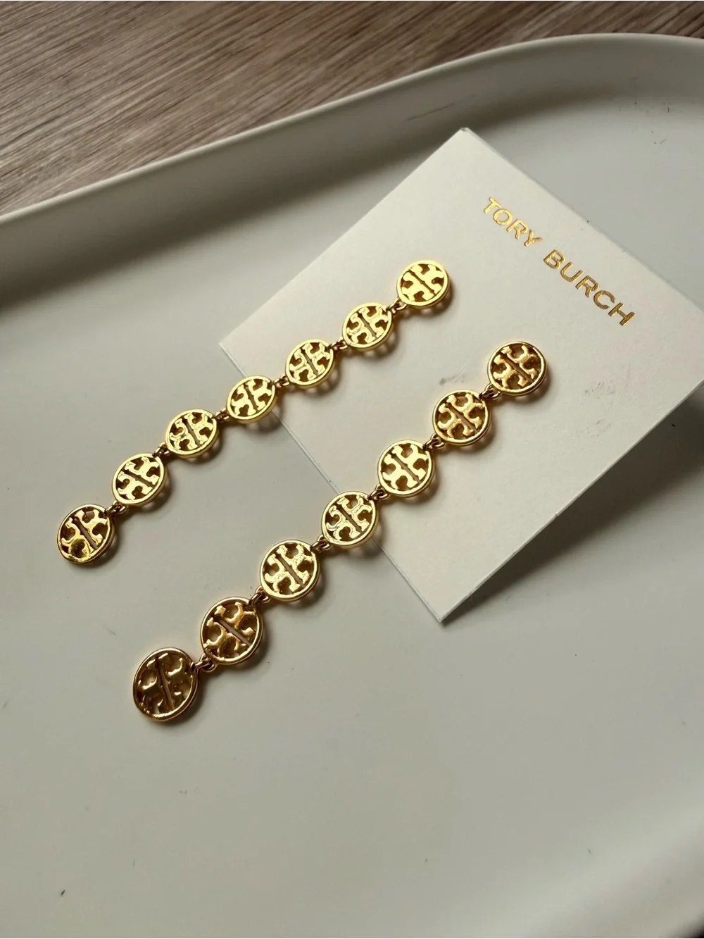 FINAL PRICE Tory Burch Chain Logo Linear Stud Earrings